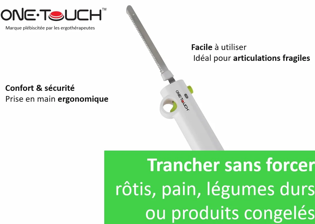 ONE TOUCH KC 157 - Coltello elettrico senza fili – Libertà totale – leggero, maneggevole, potente, per tagli precisi senza sforzo – perfetto per anziani o con problemi di presa