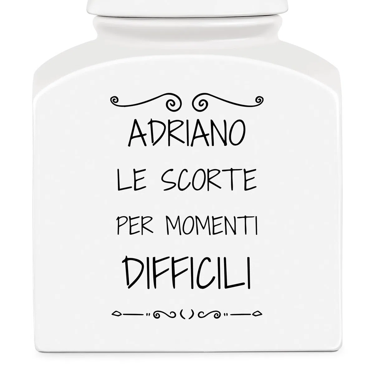 Maverton Barattolo in ceramica - stampa personalizzata - Contenitore per biscotti 3 L - organizer cucina ceramica - barattolo per merendine - pensiero originale per uomo - le scorte