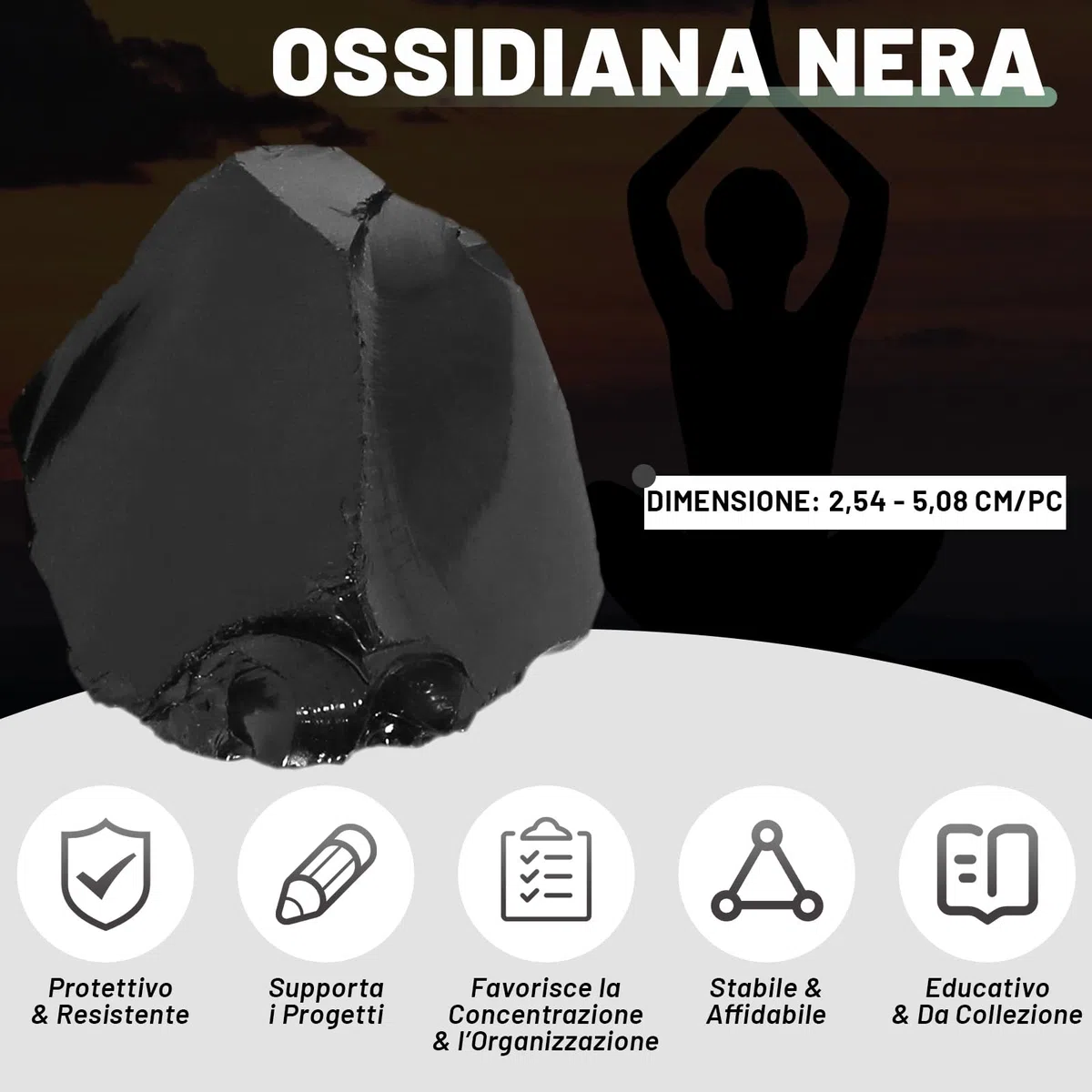 500g Ossidiana Grezza Sfusa - Pietre Grezze di Ossidiana per Tumbling, Rocce per Fontane, Decorazione, Lucidatura, Reiki con Cristalli