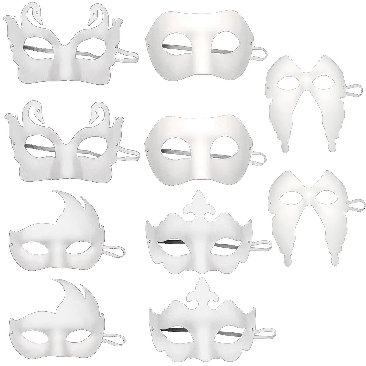 10 Pezzi Maschera Bianca, DIY Maschera da Ballo in Maschera, per Ballo di Festa, Carnevale, Gioco di Ruolo, Opera (Bianco)