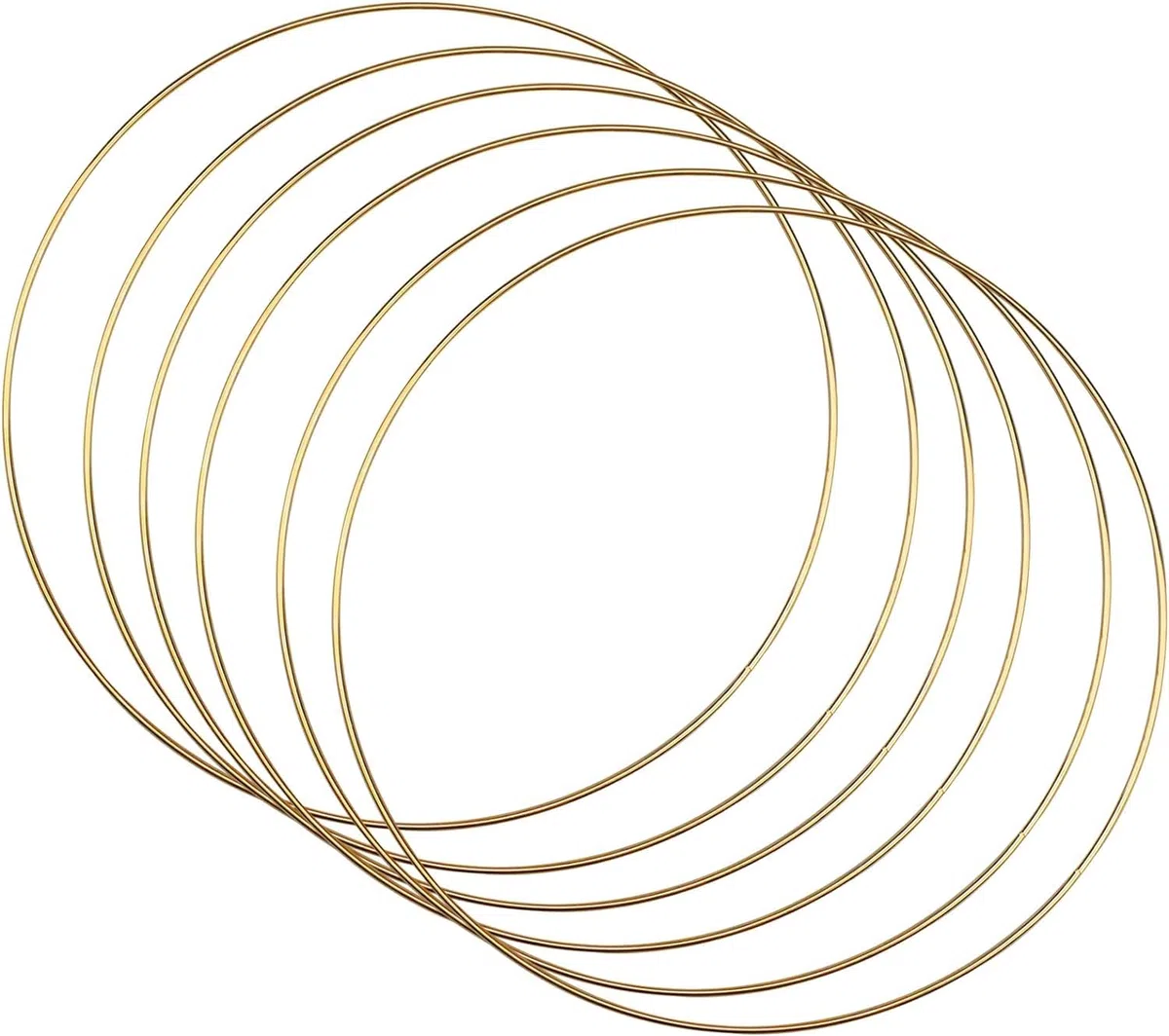 Confezione da 6 grandi anelli in metallo a cerchio in macramè oro per realizzare decorazioni di corona di nozze e fai da te acchiappasogni artigianato da parete - 25 cm
