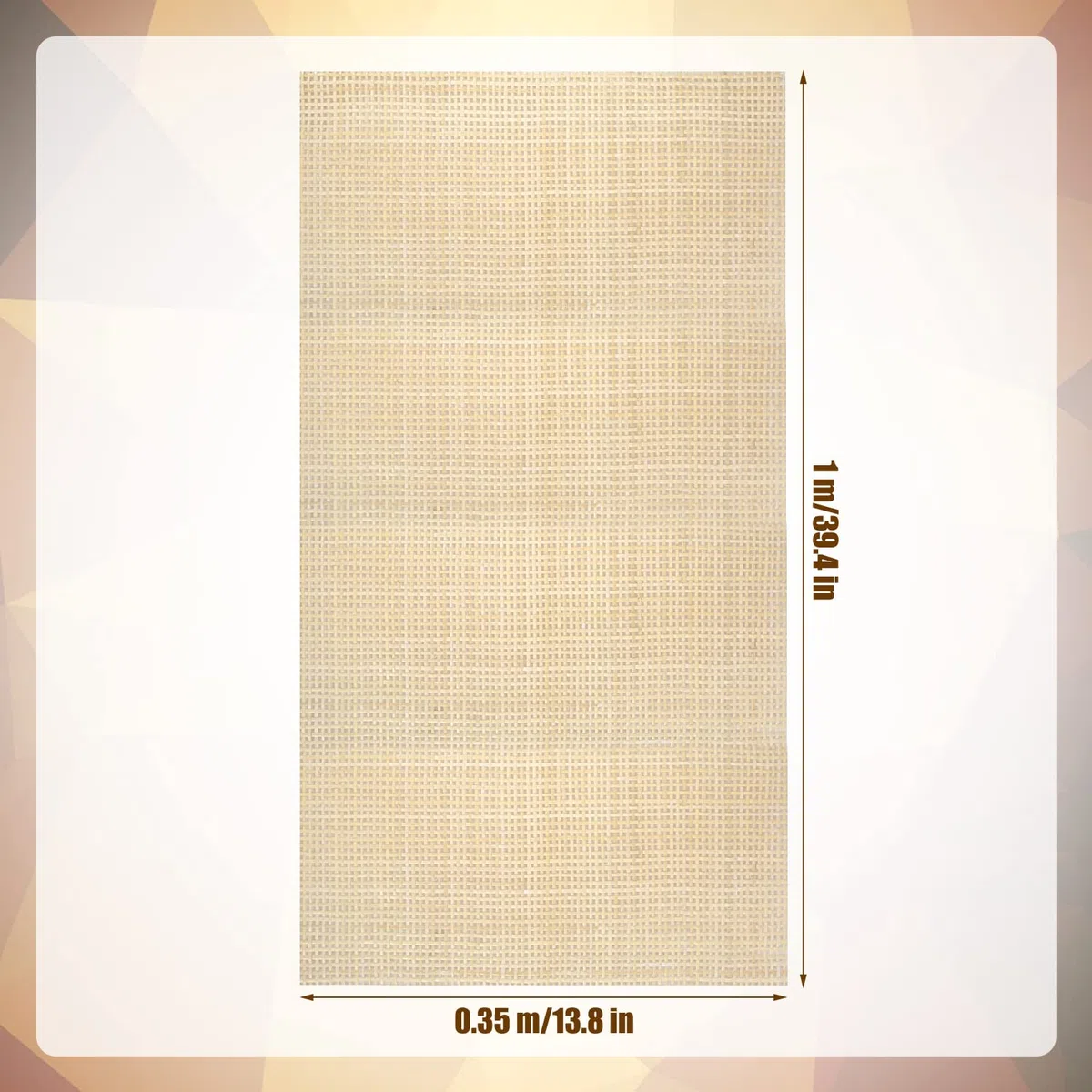 Rattan Naturale Rotolo, 1x0,35m Rete di Canna Rattan Rotolo di Fettuccia in Rattan per Progetti di Fustigazione Vuoto Quadrato Fettuccia Rattan per Fai-da-te Armadio Sedia Mobili (Sbiancato)