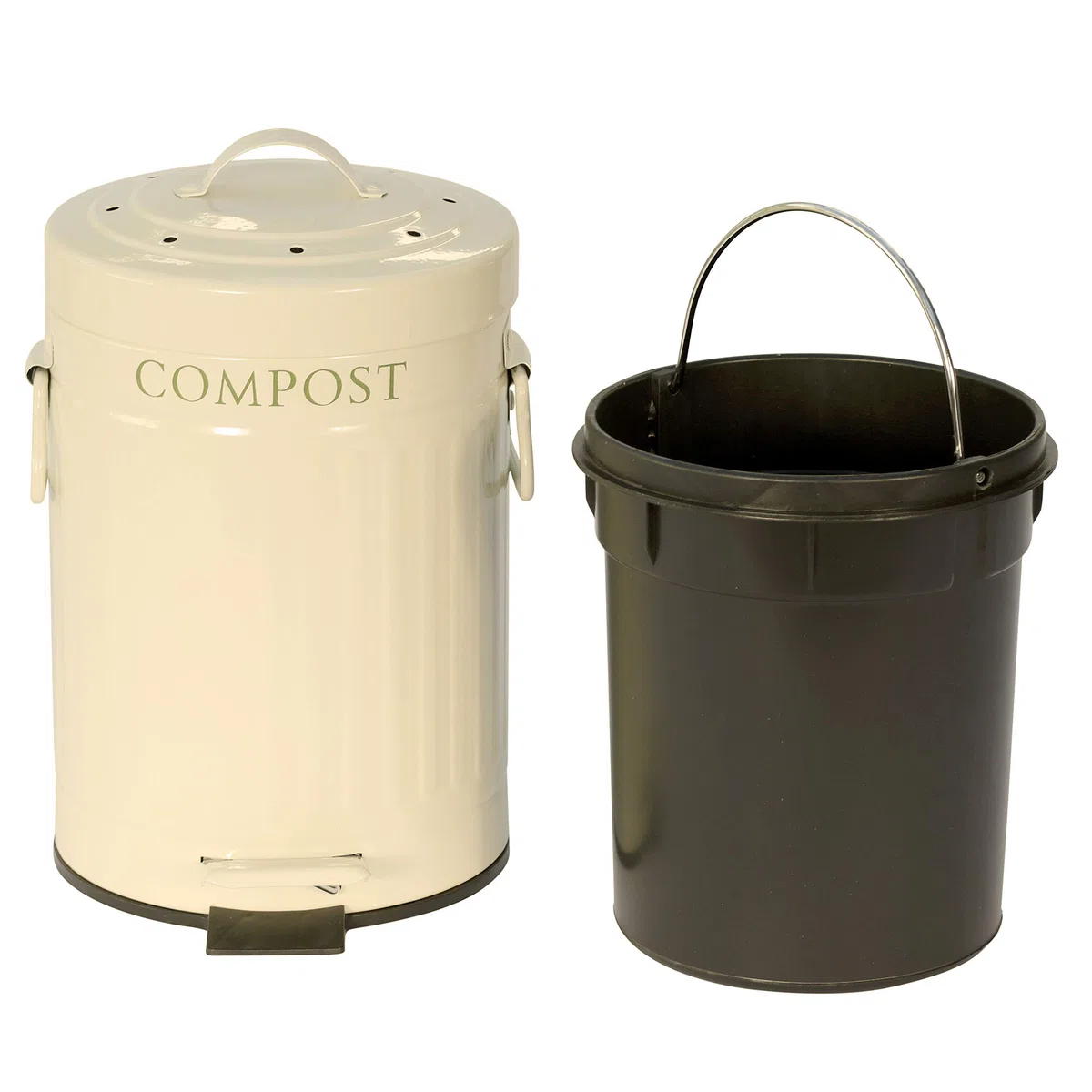 KitchenCraft Mini Pattumiera a Pedale per Rifiuti Organici da Cucina, in Metallo, Capacità 3 Litri, Colore Crema