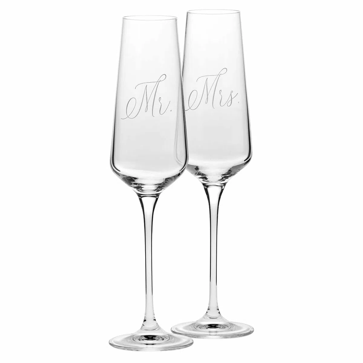 Krosno – Bicchieri per champagne e prosecco Mr & Mrs 180 ml – set da 2 pezzi – Realizzati a mano – Vetro di cristallo – Decorazione bianca opaca – Per matrimonio e regalo di coppia