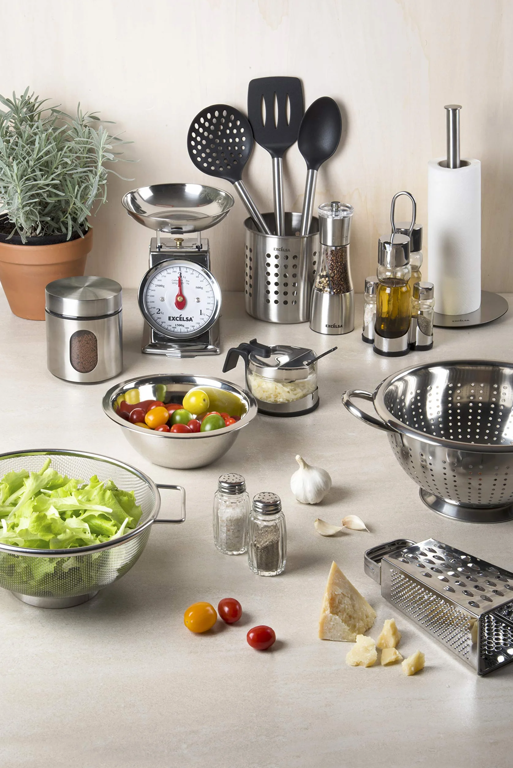 Excelsa Classic Set Utensili da Cucina, Nylon, Nero, 5 Unità
