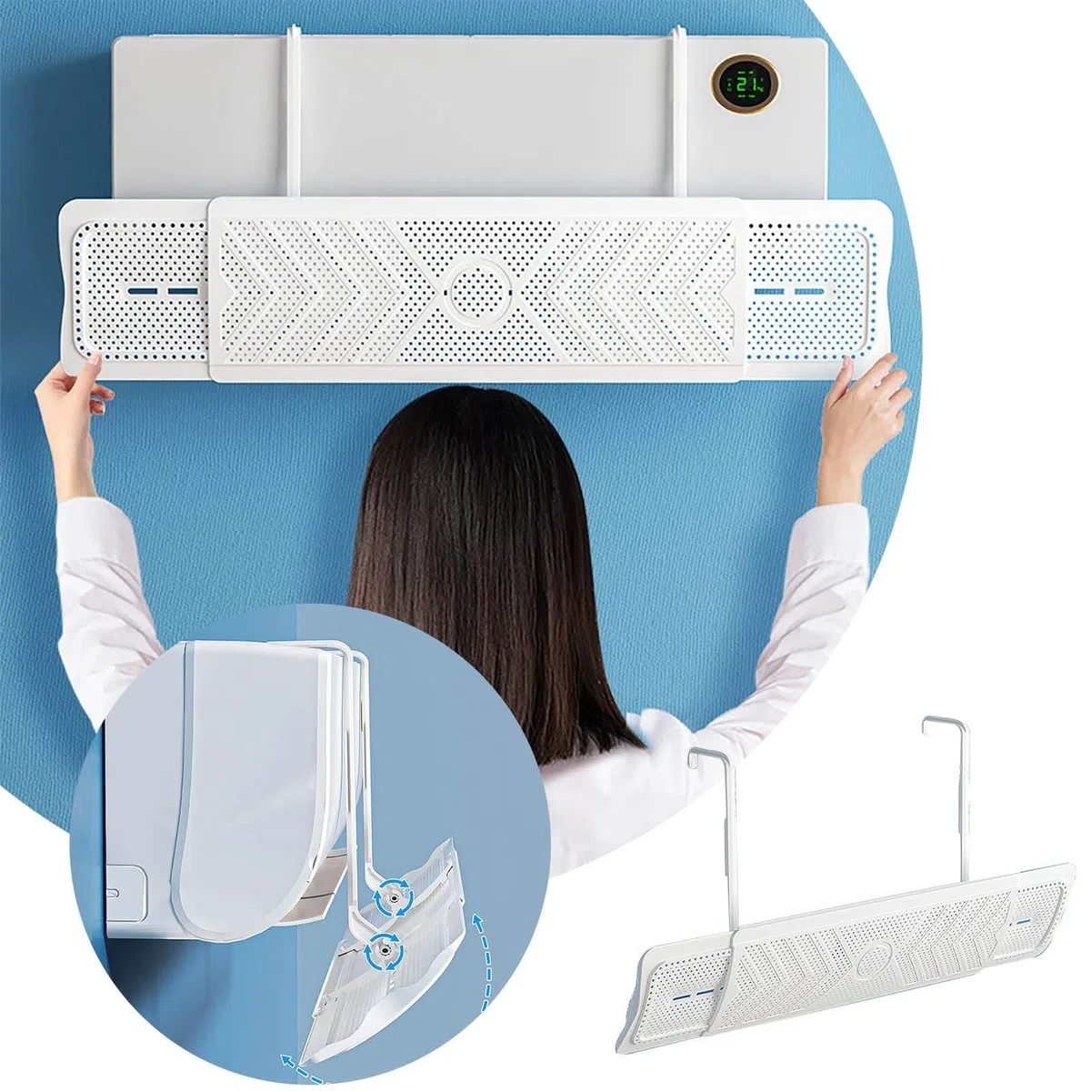 Deflettore Condizionatore Universale Aria Condizionata Condizionatori Deflettore Freddo/Calda, per Casa/Ufficio Anziani, Neonati, Donne in Gravidanza Condizionatore Bianco Regolabile Parabrezza