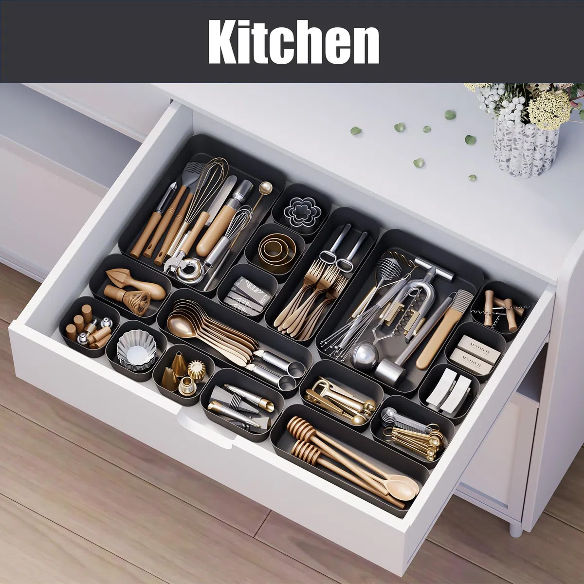 Organizer Cassetti Plastica, 18 Pezzi, Scatole Plastica Organizer, Contenitori per Cassetti Salvaspazio per Trucchi Cassetti, Cosmetici, Bagno, Cucina, Ufficio, Scrivania
