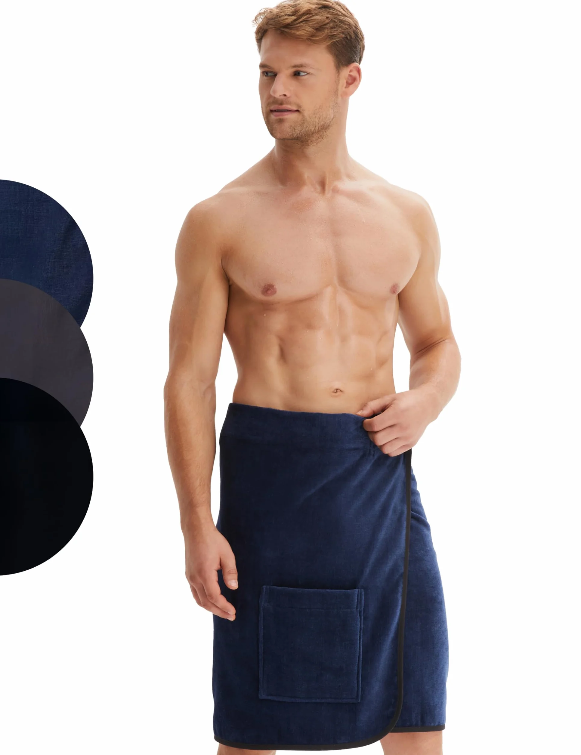 Morgenstern Asciugamano Da Bagno Telo Bagno Uomo 100% Cotone Tasca 60x146 cm Blu