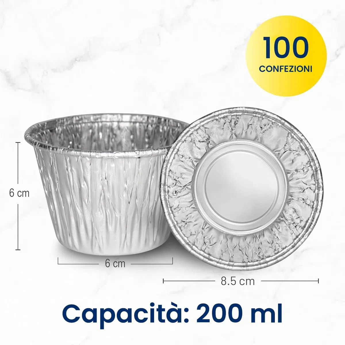 ebake Stampini Per Budini - Pacco da 100 Stampi Per Crostatine, Pirottini Alluminio da 200ml - Formine Per Crostatine per Friggitrice ad Aria - Stampini Crostatine di Budini, Muffin e Crostata