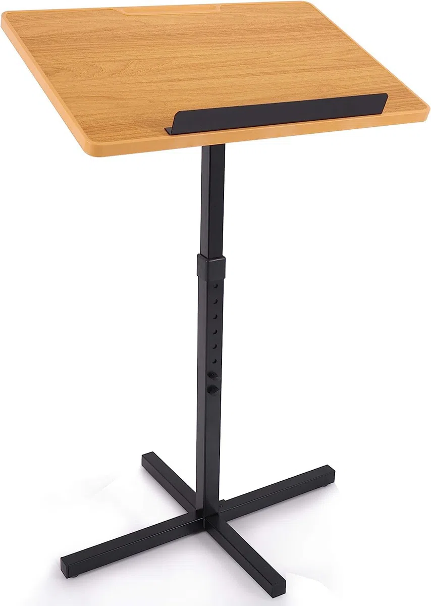 Pyle Leggio per Libri Regolabile in Altezza, Podio Portatile da Pavimento con Design Stabile per Presentazioni in Classe, Conferenze, Supporto Notebook, Libri con Mensola Superiore Inclinata