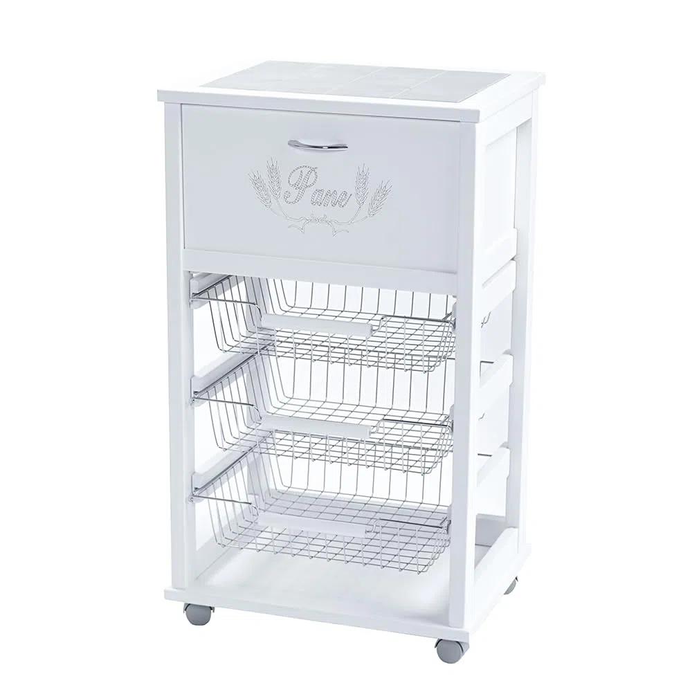 LIBEROSHOPPING.eu - LA TUA CASA IN UN CLICK Carrello Cucina portafrutta portapane con Ruote (Laccato Bianco)