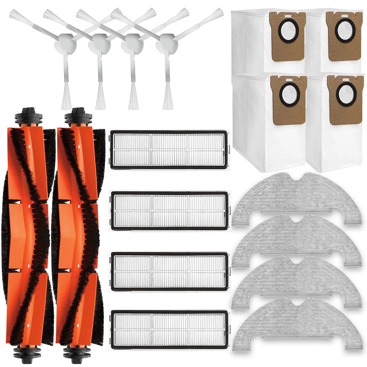 Kit Accessori di Ricambi per Dreame D10 Plus RLS3D / Z10 Pro RLS5D / L10 Plus Robot Aspirapolvere, 2 Spazzola Principale, 4 Spazzole Laterali, 4 Filtro Hepa, 4 Panni Mop, 4 Sacchetti
