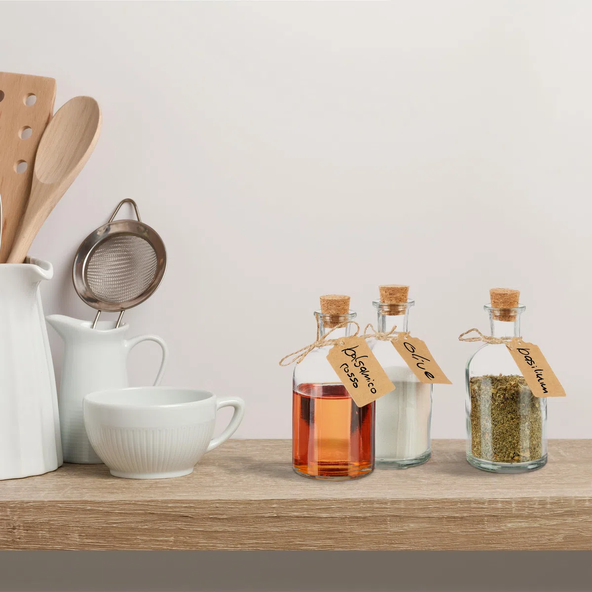 Relaxdays Set 16 Bottigliette in Vetro per Bomboniere, Bottiglie da 125 ml, Barattolini con Tappo, Trasparente Marrone