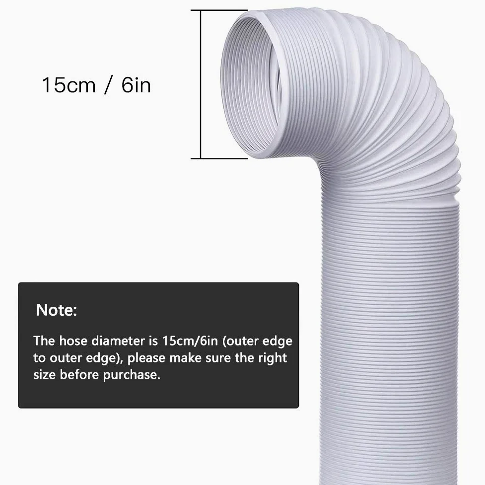 Tubo flessibile per condizionatore d'aria portatile, diametro 15cm, lunghezza 200cm, tubo flessibile per sfiato di scarico CA, parti del condizionatore d'aria filettate in senso antiorario