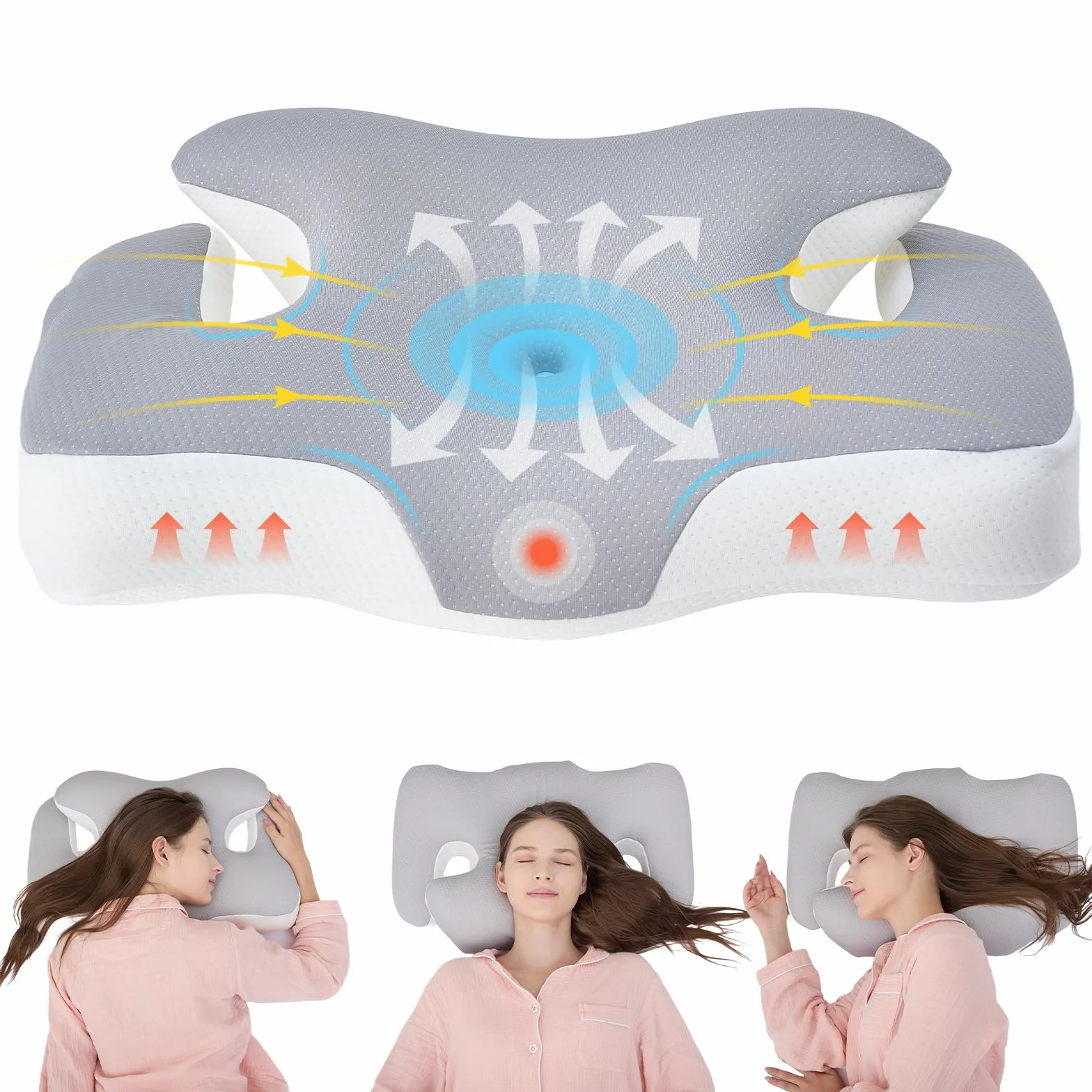 Cuscino Cervicale Memory Foam per Dormire:60 x 40cm Cuscino Ortopedico Cervicale con Federe Rimovibili e Lavabili - Cuscino Ortopedico Ergonomico per Chi Dorme sul Fianco Sulla Schiena e Sullo Stomaco