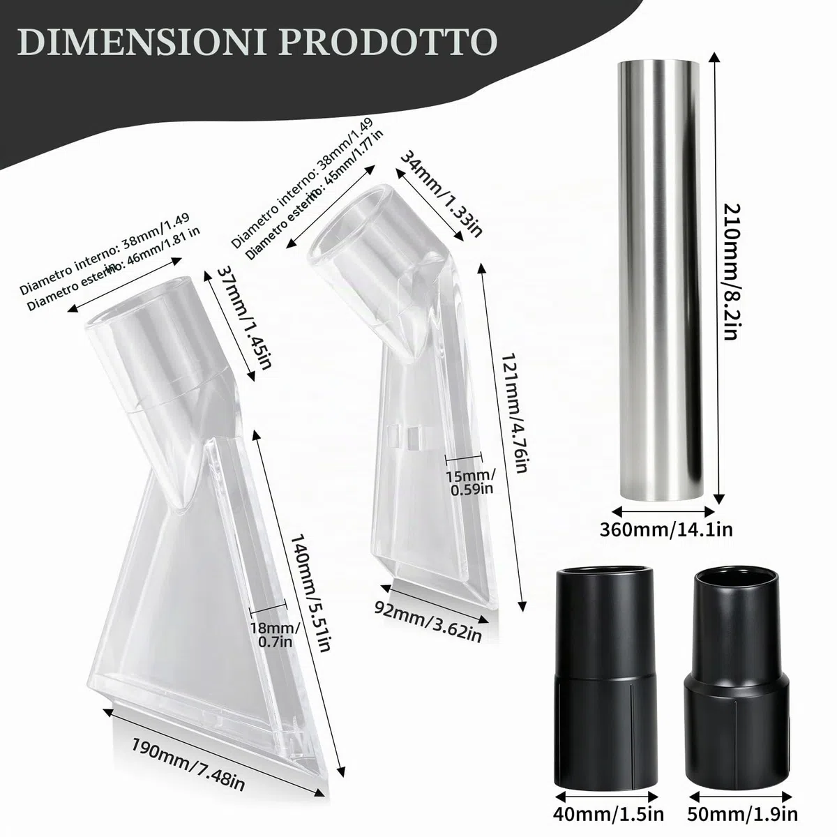 Rierousy 2 Pezzi Aspirapolvere Testina Ugelli, Ugello per Aspirapolver, Bocchetta Estrazione, Bocchetta Aspiraliquidi, Lava Tappezzeria Beccuccio Aspirapolvere Universale