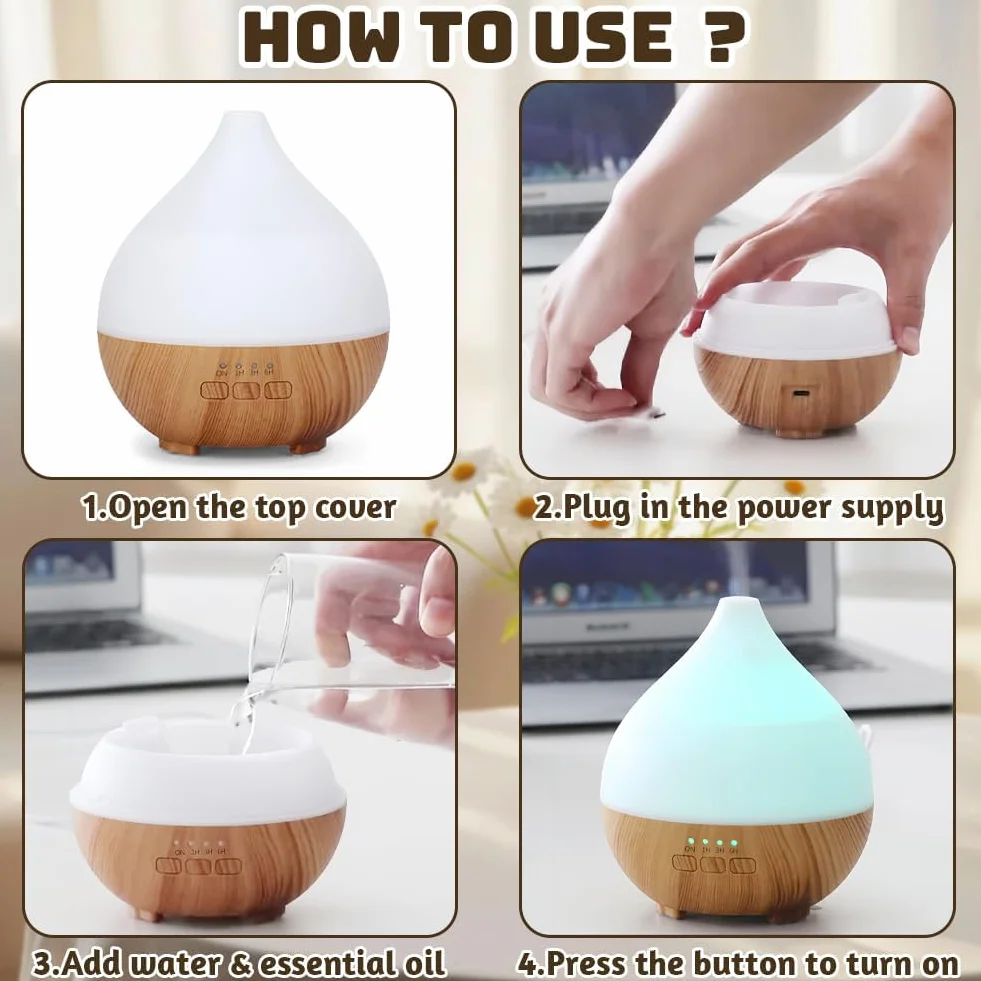 flintronic Diffusore di Oli Essenziali, 100ml Ultrasuoni Diffusore di Aromi Umidificatore Ambiente, Con LED a 7 colori, per Camera da Letto, SPA, Ufficio, Neonato