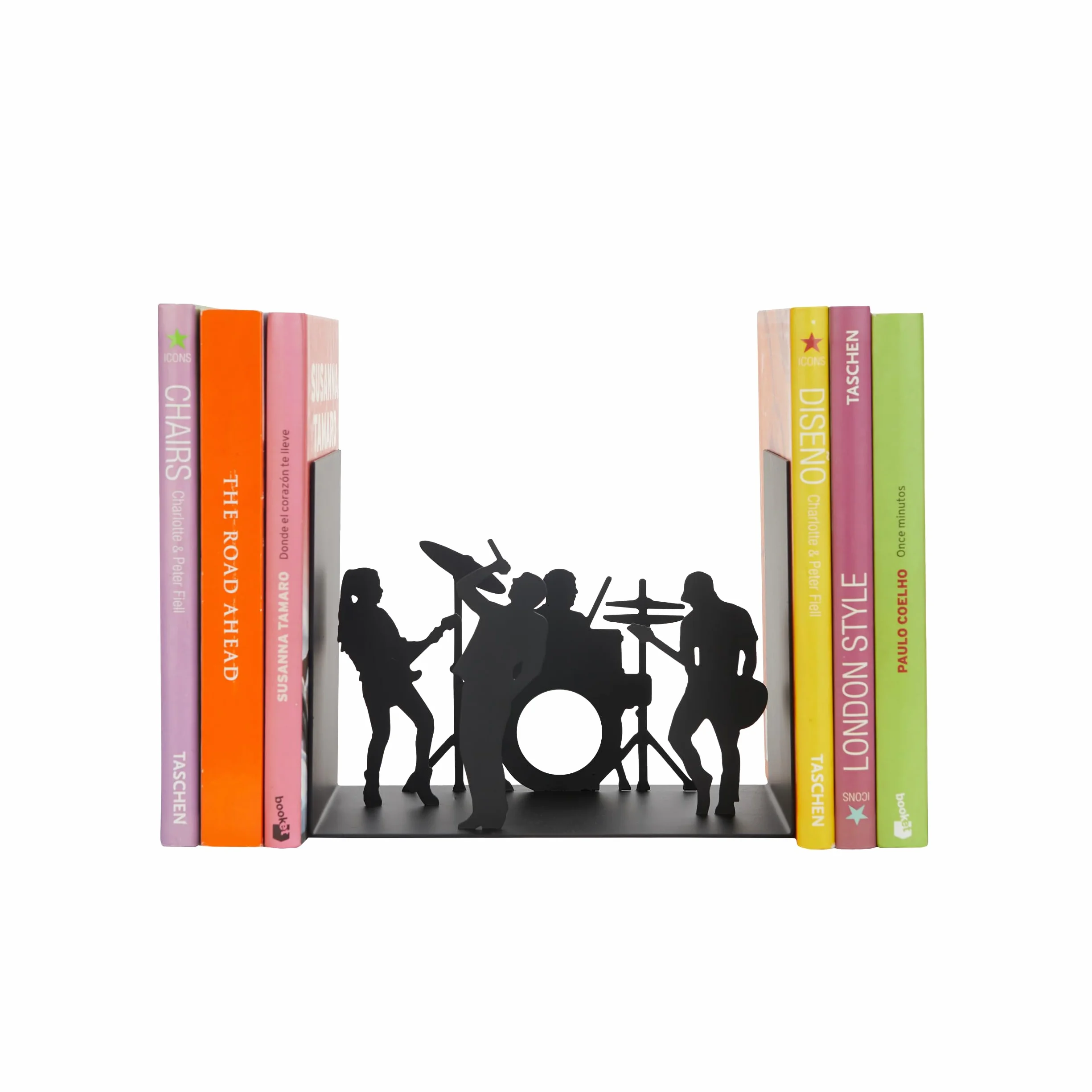 Balvi Fermalibri The Band Colore Nero Una band musicale come supporto per i libri Metallo