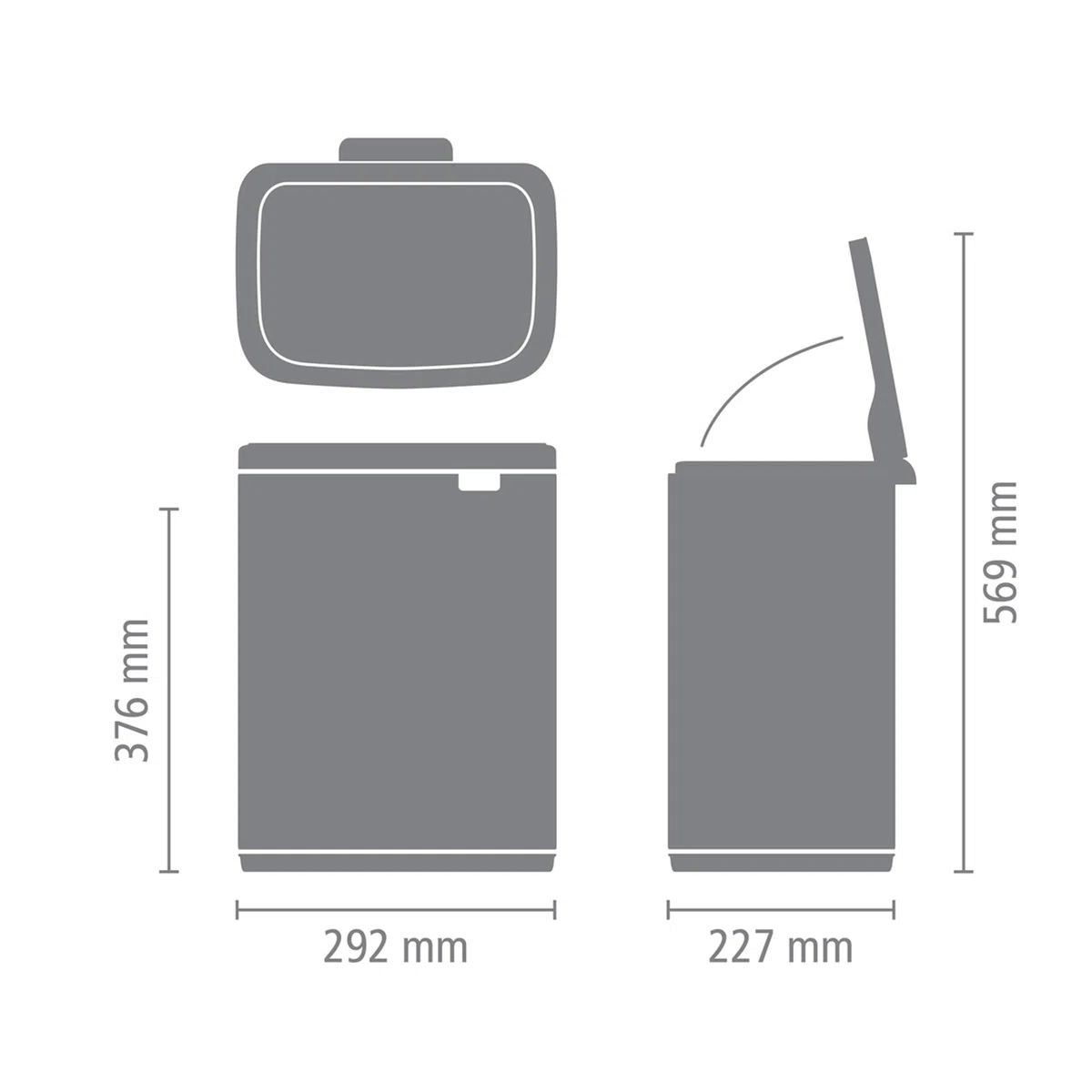 Brabantia Bo Pattumiera 12L | Cestino rettangolare compatto con coperchio Soft-Close e secchio interno rimovibile | Design montabile a parete o indipendente per bagno, cucina o ufficio | Soft Beige