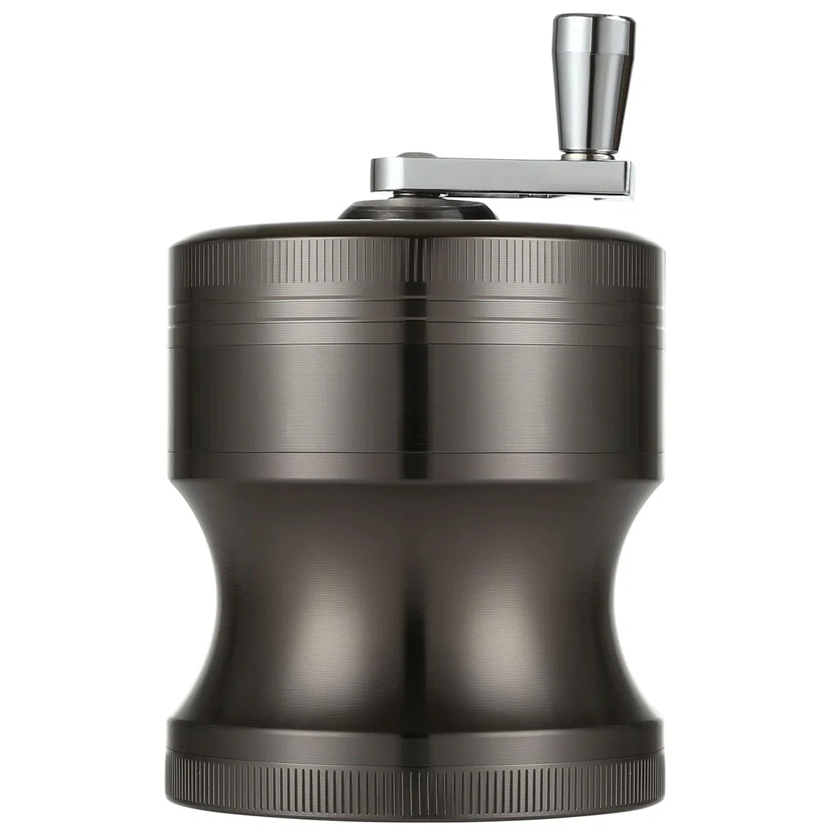 LIHAO Grinder Unico, 6.3cm Spezie Erbe Grinder in 4 Pezzi in Metallo con Manovella - Nichel Nero