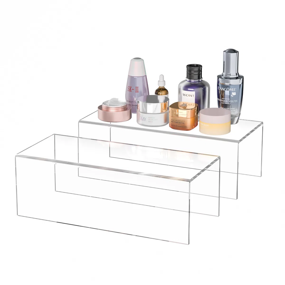 Sezanrpt Scaffale in acrilico Riser, 30 x 13 x 10 cm, confezione da 2, supporto acrilico trasparente per oggetti da collezione, Brand Store, Home Storage Organizer, 30 x 13 x 10 cm
