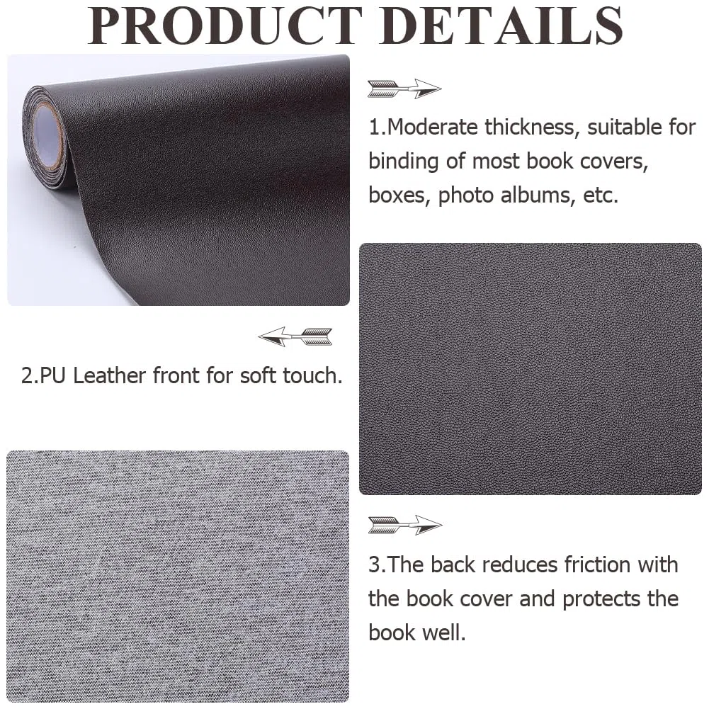 CRASPIRE 31.5 x 16.5 Panno per Libri in Finta Pelle Marrone per Rilegatura di Libri A3-A8 Superficie Liscia in PU Rivestimento Base in Tessuto Non Tessuto Rivestito in Poliuretano Protezione