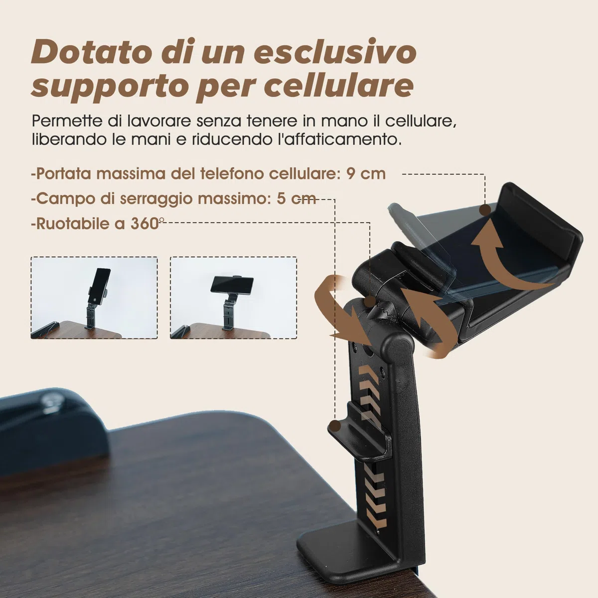 Leggio regolabile 2 in 1 per la lettura, doppio uso da tavolo e da pavimento, leggio con vassoio e fermapagina elastici per spartiti, ricette, tablet, laptop, altezza regolabile 23,5-52 pollici (Noce)