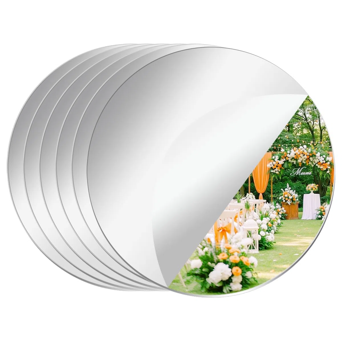 6 piastrelle rotonde a specchio per decorazioni da tavolo, vassoi a specchio, piatti rotondi per decorazioni da tavolo, centri per decorazioni da tavolo per matrimoni e celebrazioni (30 cm)