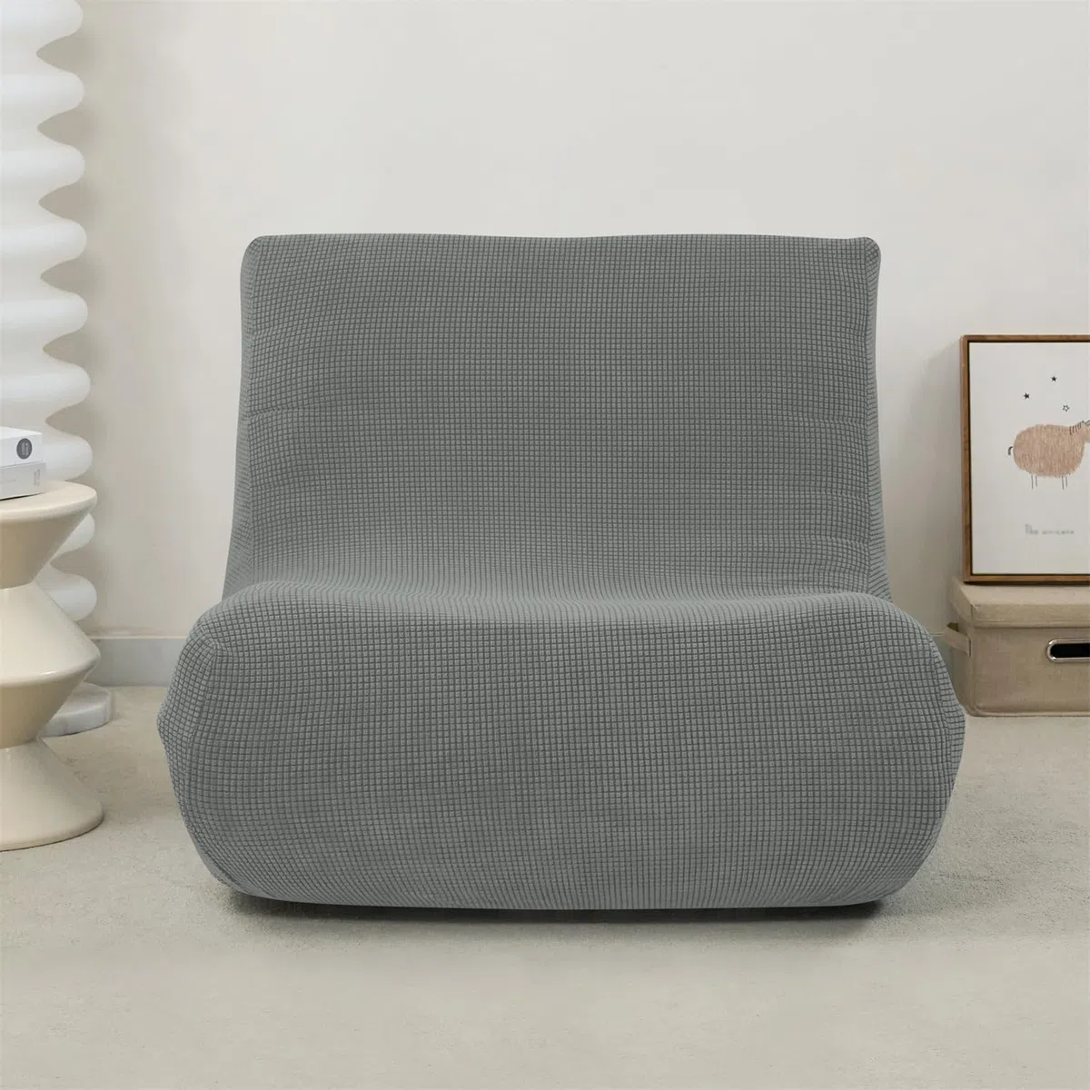 Mateju Copridivano Senza Braccioli Elasticizzato, Jacquard Pigro Copridivano Fodera per Sedia 1 Posti | Antiscivolo Sofa Protettore per Soggiorno Sedia Hotel Salotto -Grigio Scuro