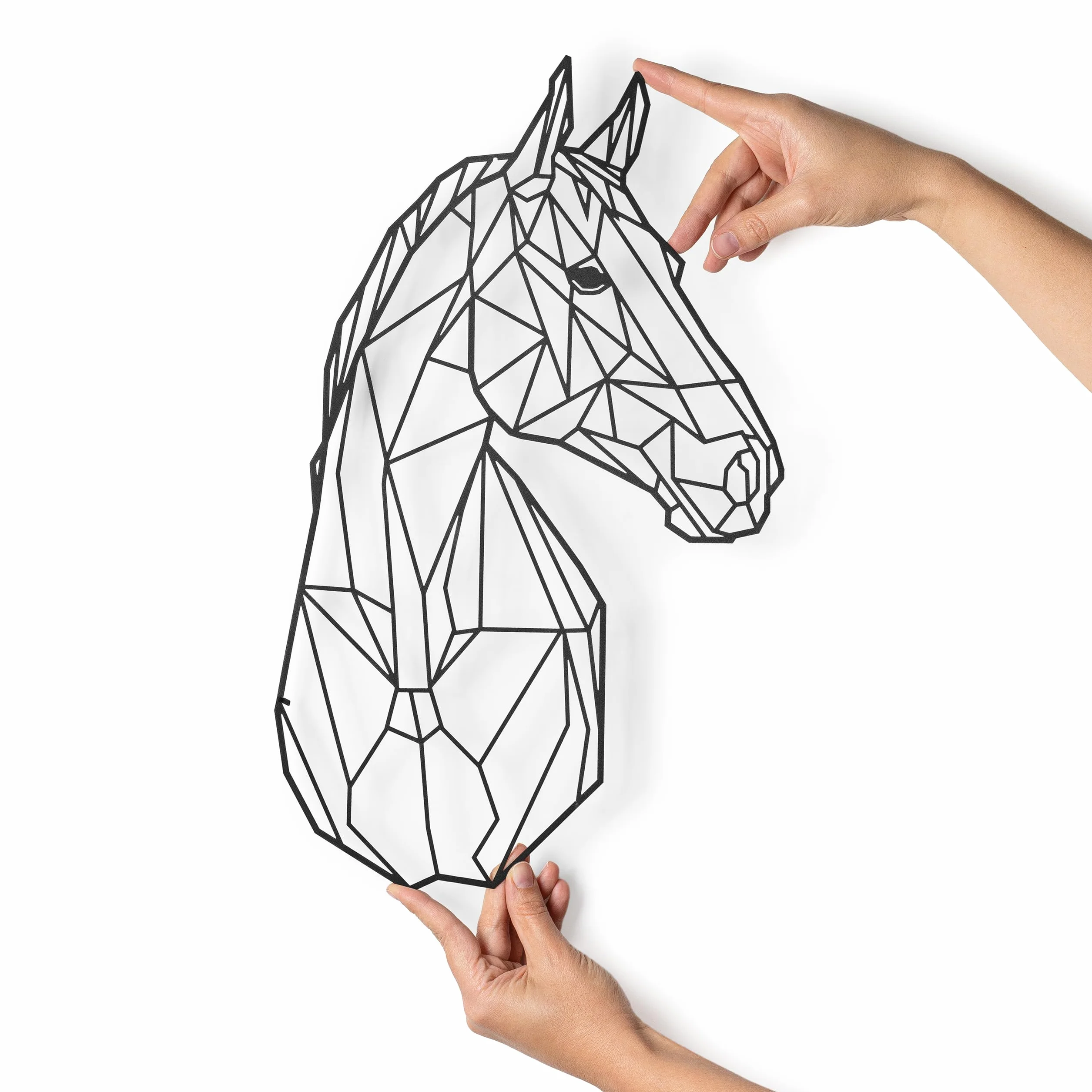 keluly Decorazione in metallo - Scultura da parete galleggiante, con ombre, in acciaio (43 x 31 cm, cavallo)