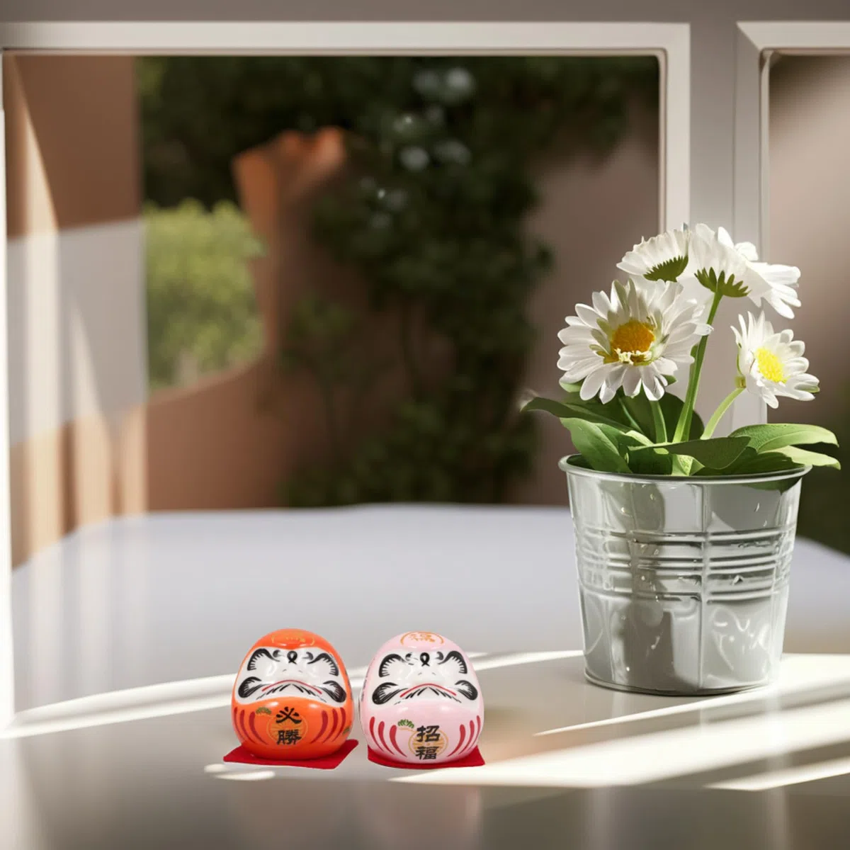 Zerodeko 1 Set Del Dharma in Ceramica Bambola Daruma Giapponese Statua Giapponese Di Daruma Bambola Di Porcellana Daruma Di Porcellana Mini Bambola Daruma Statuina Daruma Zen Daruma