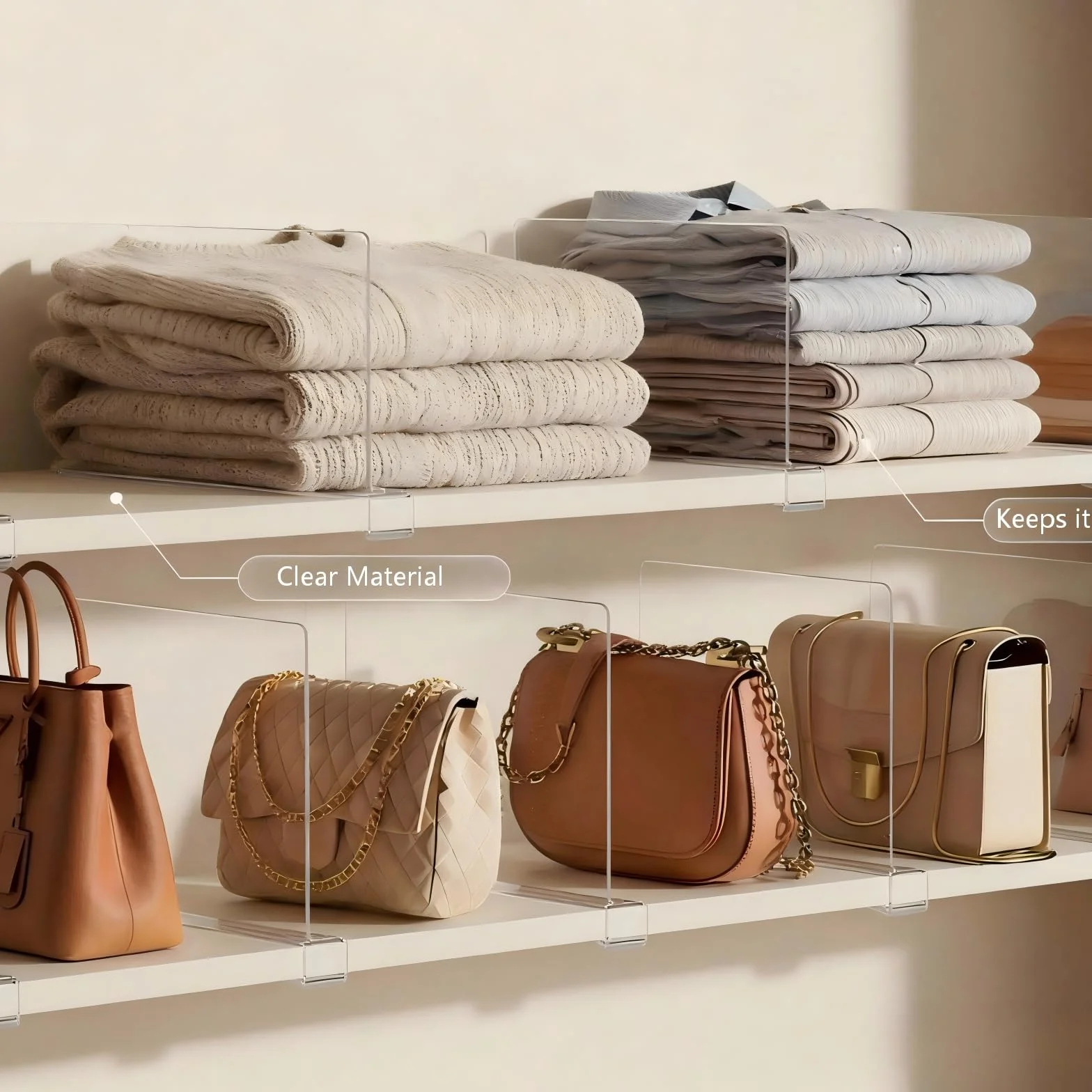 8 Separatori per mensole in Acrilico Trasparente: Organizer Multifunzionale – 30 x 20 cm – divisori per Armadio e Camera da Letto – librerie