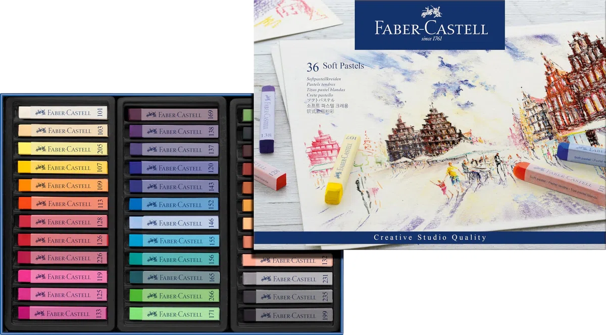Faber-Castell 128336 - Pastelli Morbidi, 36 Colori, pastelli Morbidi, Facilmente sfumabili e miscelabili