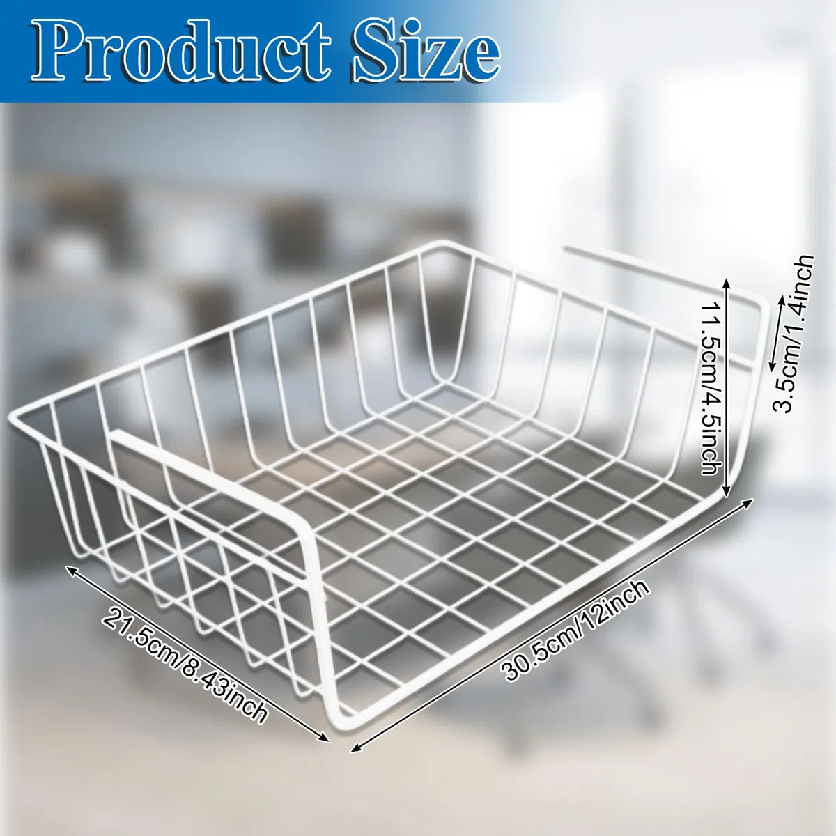 CYEER Cestino Appeso per Ordine, 30,5x21,5x11,5cm, Capacità 4,5kg, Metallo Anti-Ruggine, per Cucina, Bagno, Ufficio, Armadietti