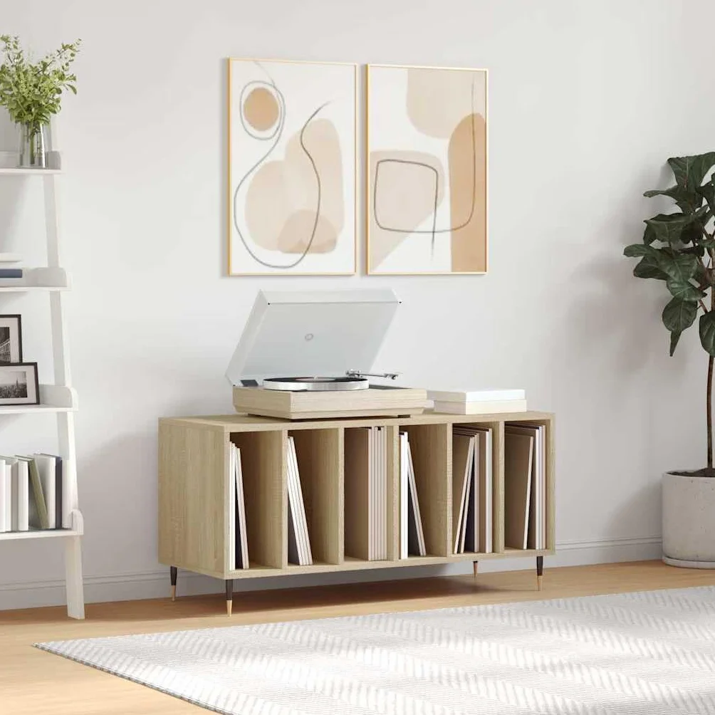 vidaXL Armadio a dischi, supporto giradiscos, credenza da soggiorno moderna in legno di ingegneria Rovere Sonoma