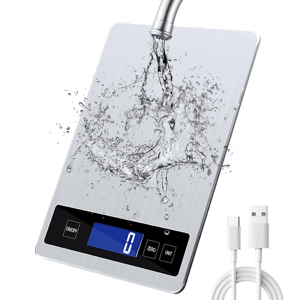 Bilancia da cucina, 33lb/15kg Bilancia da cucina digitale con display LCD+acciaio inox+vetro temperato, precisione fino a 1g - g/kg/lb:oz/ml/fl'oz - TYPE-C o Batteria(nessuna batteria inclusa)