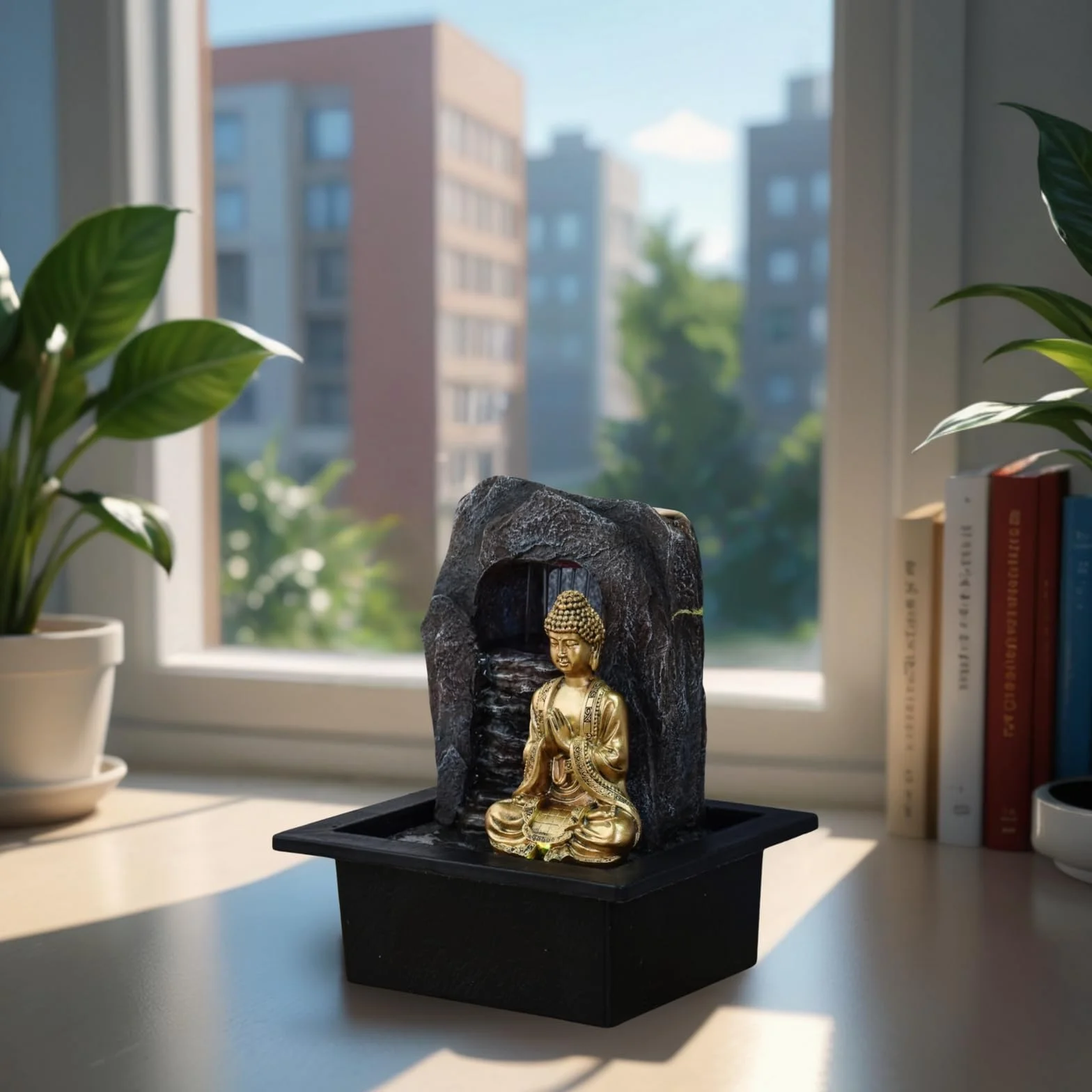 Zen&Light SC 1707 Buddha Zen Dao - Fontana, resina 21 x 17 x 25 cm, bronzo, 1 pz.