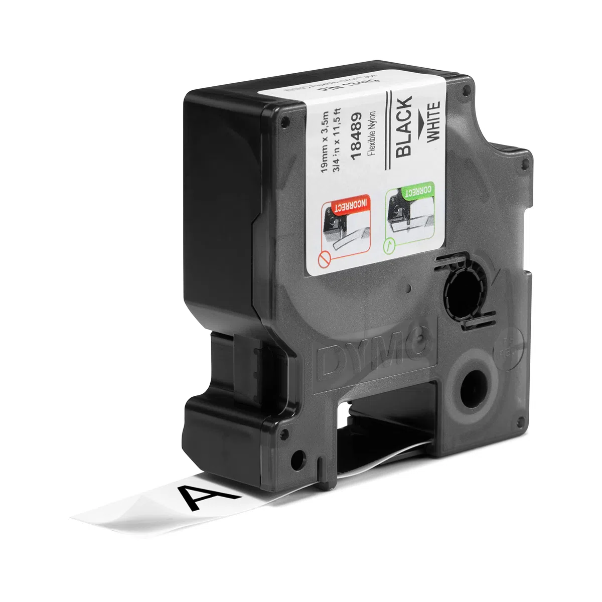 Dymo Rhino etichette industriali flessibili in nylon autoadesive | rotolo da 19 mm x 3,5 m | stampa nera su bianco
