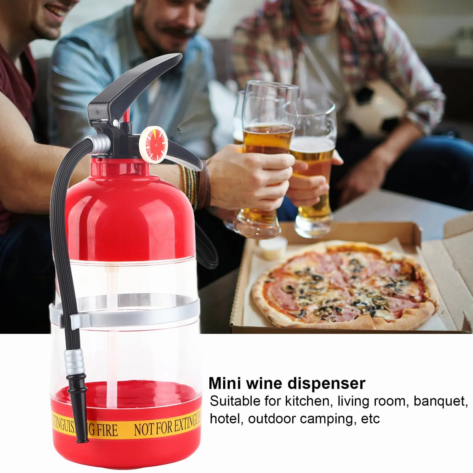 Dispenser di Liquori, Erogatore di Vino Per Bevande Alcoliche, Versatore di Vino Per Birra E Whisky con Forma di Estintore da 2 Litri Per Uso Domestico in Cucina