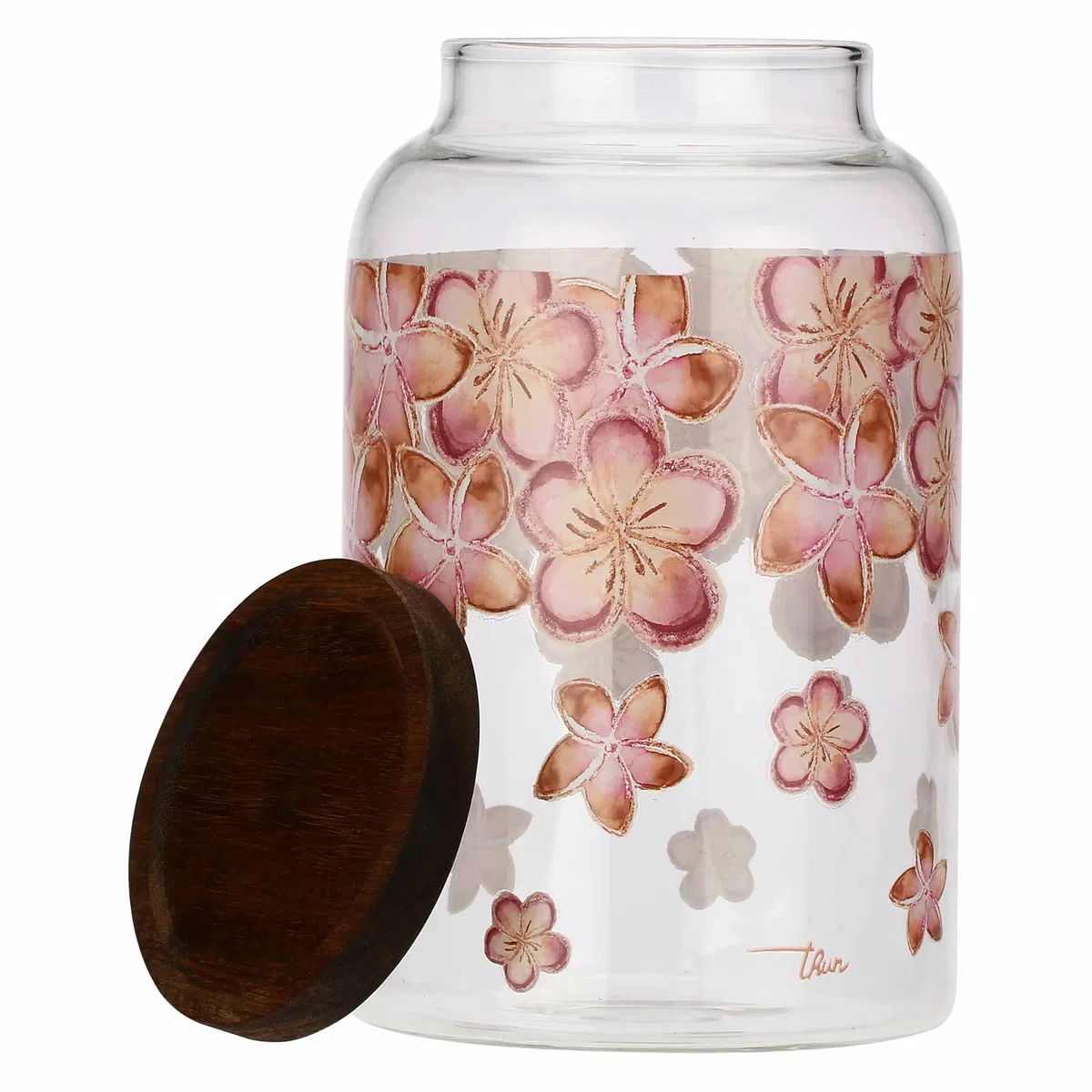 THUN - Biscottiera Bloomia - vetro borosilicato, guarnizione in silicone - Collezione Giardino di primavera - Ø 13.9 cm, 23.5 cm h