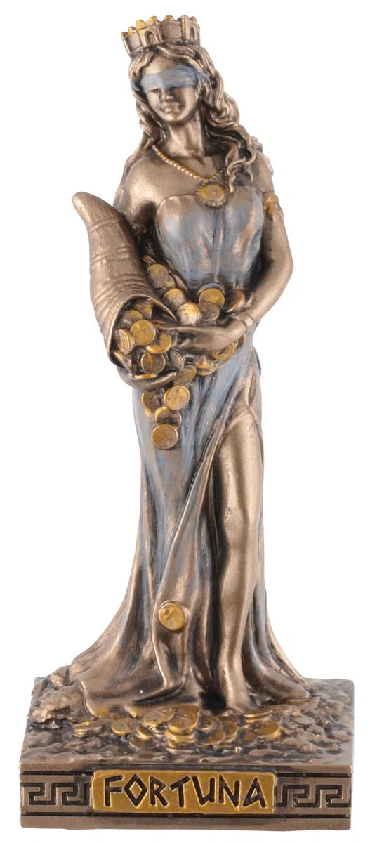 VOGLER Joh. Vogler GmbH Dea greca Fortuna con cornucopia, in pietra artificiale, dipinta a mano da artista con colore bronzo, by Veronese
