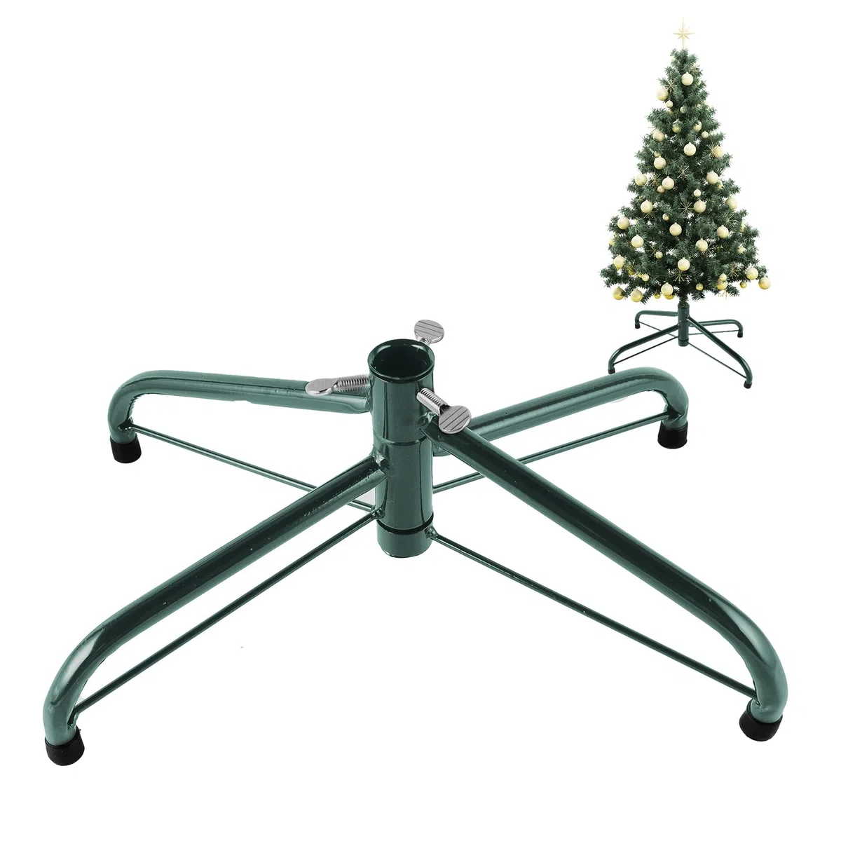 Supporto per Albero di Natale, Pieghevole, 40 cm, in Metallo, con Piedini in Gomma, Grande Stabile, per Interni ed Esterni, Decorazione Natalizia per Decorazioni Natalizie, Verde