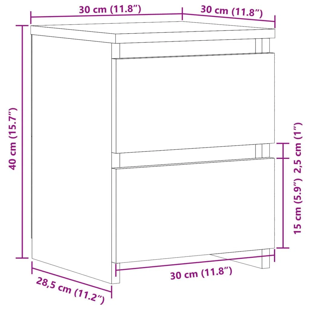 vidaXL Comodini 2 pz Legno Antico 30x30x40 cm in Legno Multistrato