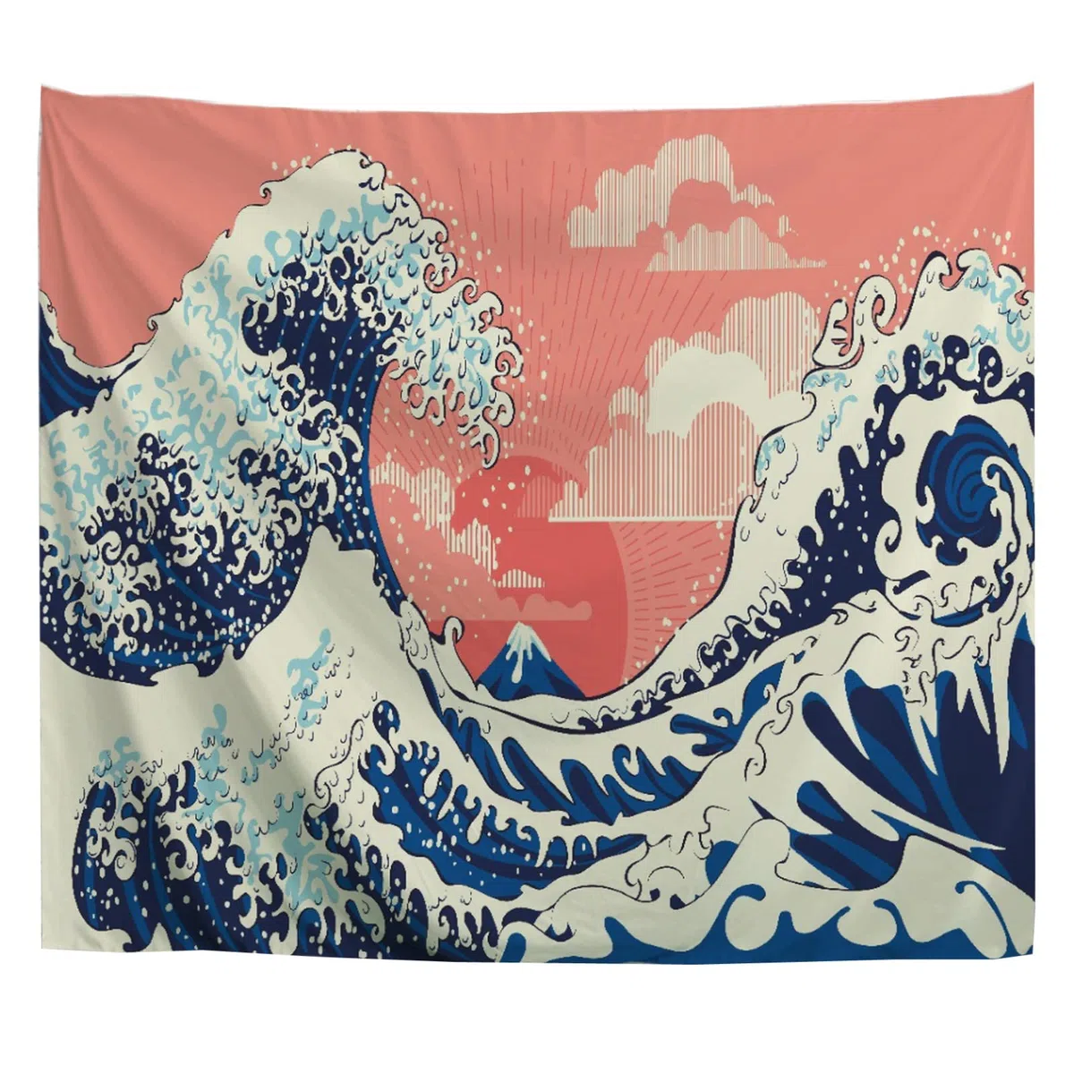 A.Monamour Arazzo da Parete Grande Mandala Oceano Tempestoso Con Grandi Onde In Stile Giapponese Telo Tessuto Tenda Tovaglia Copriletto Copridivano Arazzi Murale Decorazione 180x230cm