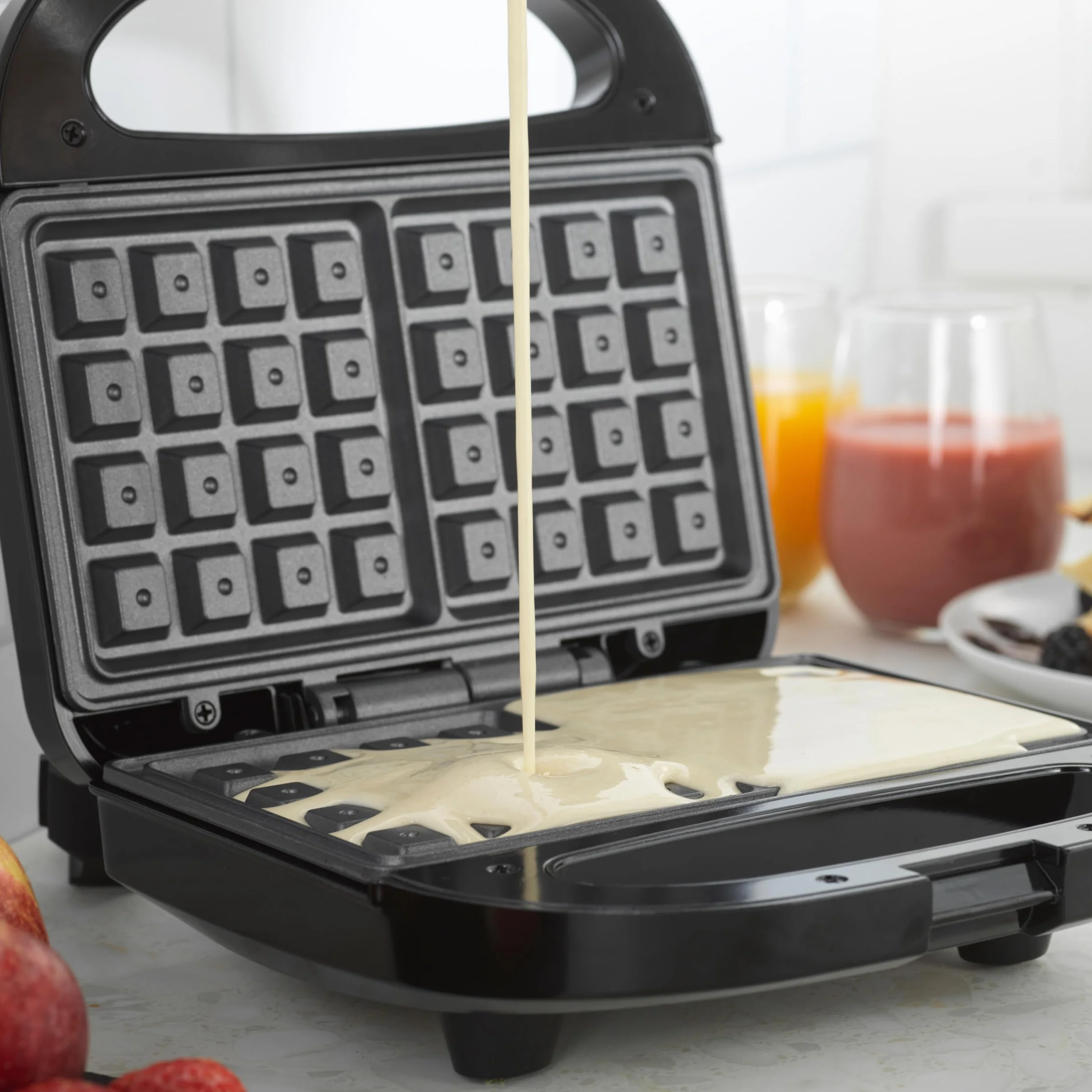 Progress EK5852P Macchina per Waffle doppia – Macchina per dessert elettrica, piastre da cucina antiaderenti, Ferro per waffles belga/americane, controllo automatico della temperatura, 750W