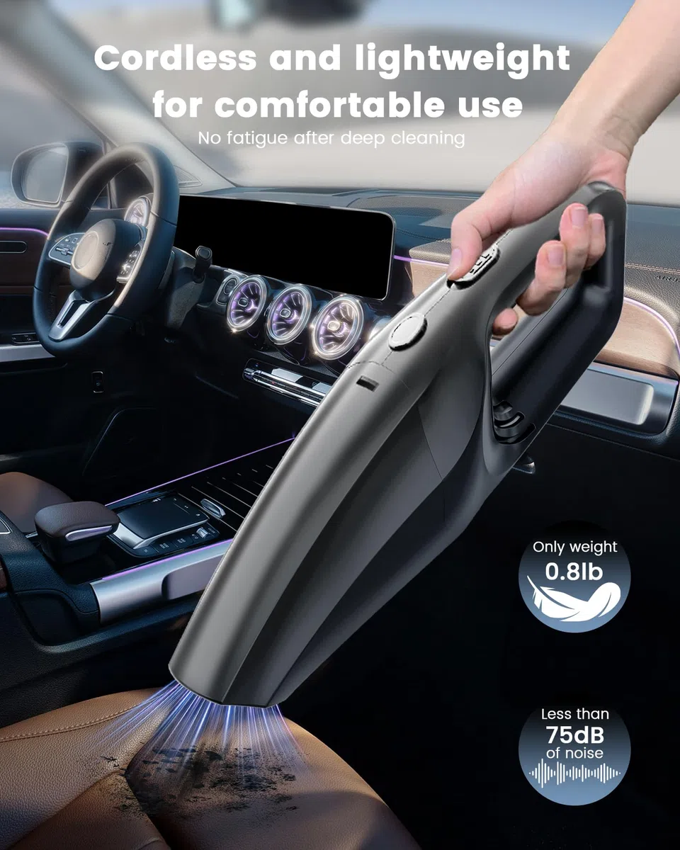 Aspirapolvere Auto Potente, Aspirapolvere Portatile, Aspirabriciole Senza Fili Potente con Filtro HEPA, Accessori Interni Kit di Pulizia, Aspiratore Auto per peli, pulizia casa, ufficio