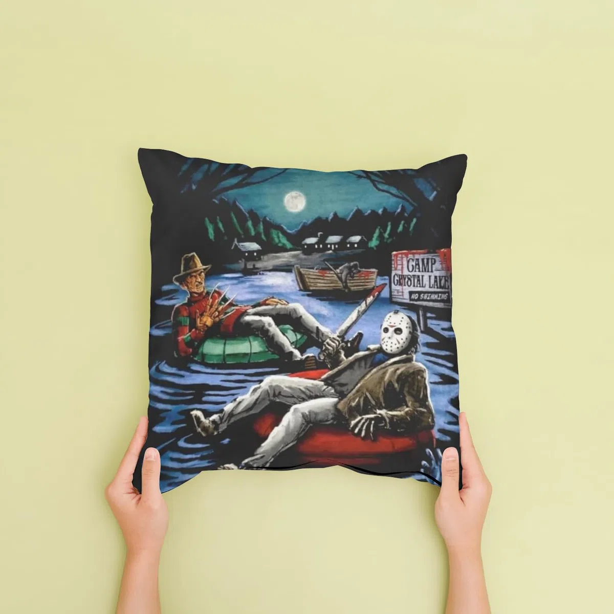 Jason Voorhees Freddy Krueger Venerdì 13 Halloween Horror Federa per cuscino | Idea regalo unica decorazione per la casa | 45 x 45 cm 45,7 x 45,7 cm | Freddy vs Jason