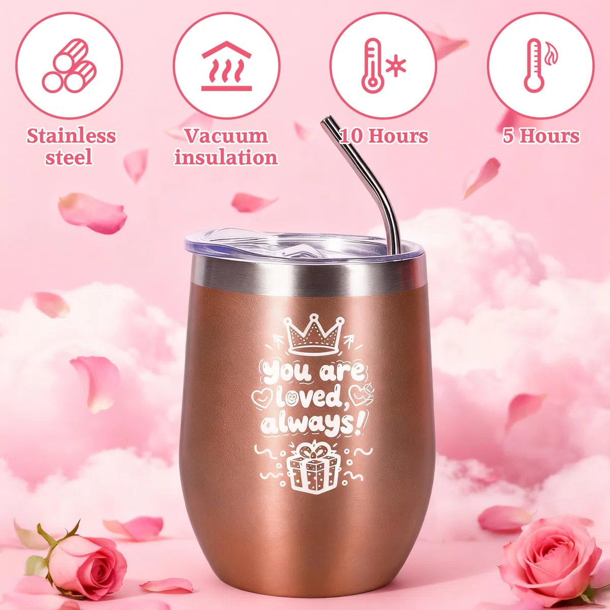 Purpledi Set Regalo Compleanno Donna, Box Regalo 11 Pezzi con Tazza Termica, Candela Profumata, Set Relax con Prodotti Bellezza e Cura Corpo, Regalo Personalizzato per Mamma, Fidanzata, Sorella