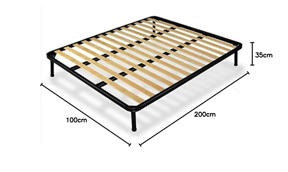 Rete 130x200 cm Ortopedica a Doghe Strette con Doppio Rinforzo centrale 4 Piedi In Ferro H30 cm