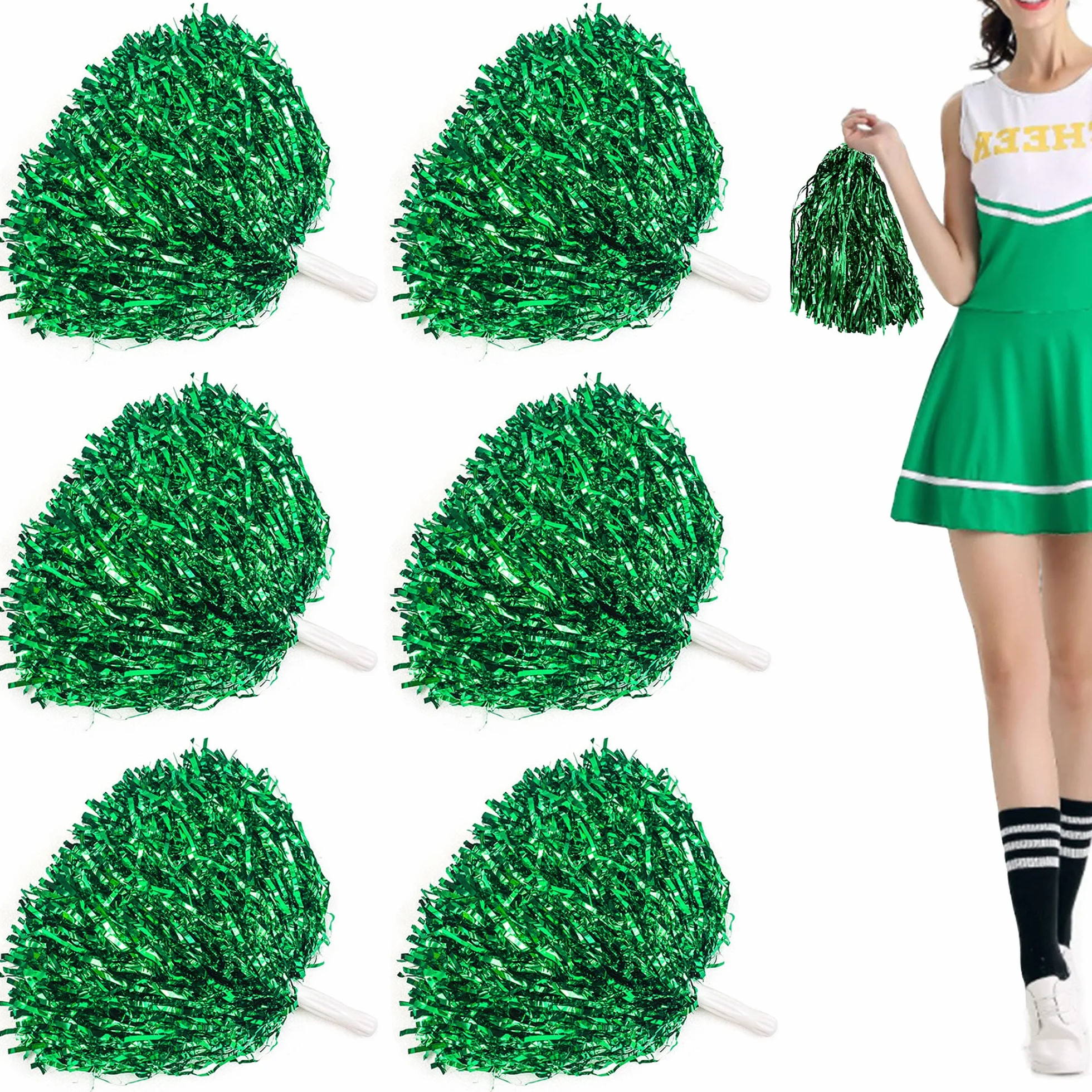 6 PCS Cheer Leader Poms Pom Brillante Pallina Applauso Metallico Tifo Squadra Pompon Farben Fiori Mano Pompon Spirito Tifo Pom Colori Confezione Accessori Squadra Giochi Sportivi